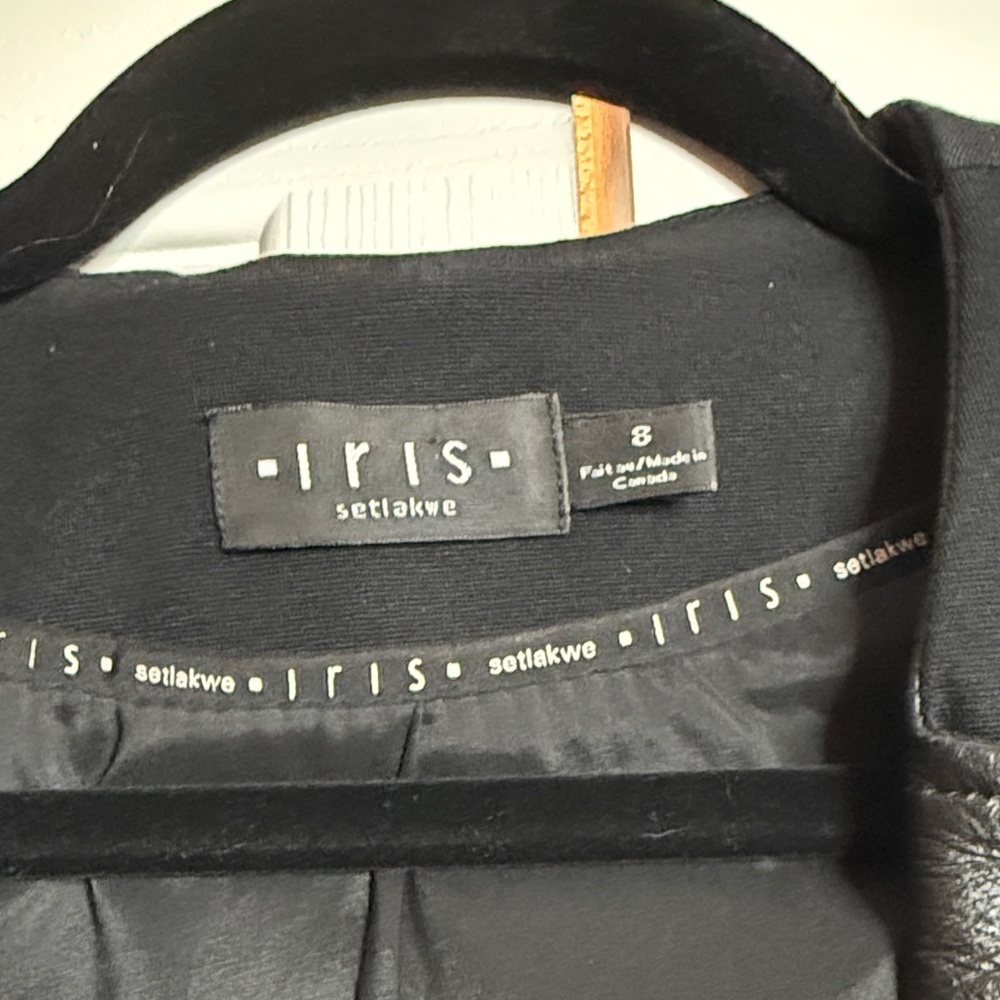 Iris Setlakwe Black Blazer Size 8 | Faux Leather Trim | Modern Tailored Jacket - Picture 2 of 10